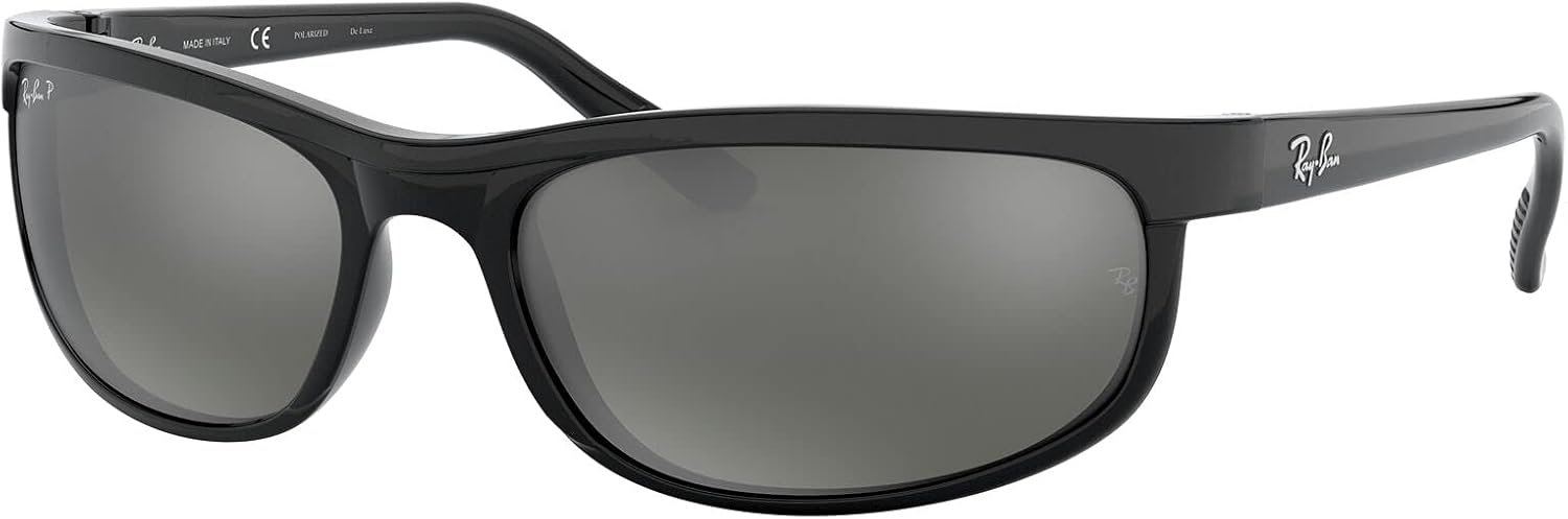Ray-Ban Unisexe Predator 2 Lunettes de soleil Noir (Monture : Noir, Verres : Gris polarisé Miroir 601/W1), X-Large (Taille Fabricant : 62), Noir (monture : noir, verres : gris polarisé miroir 601/W1),