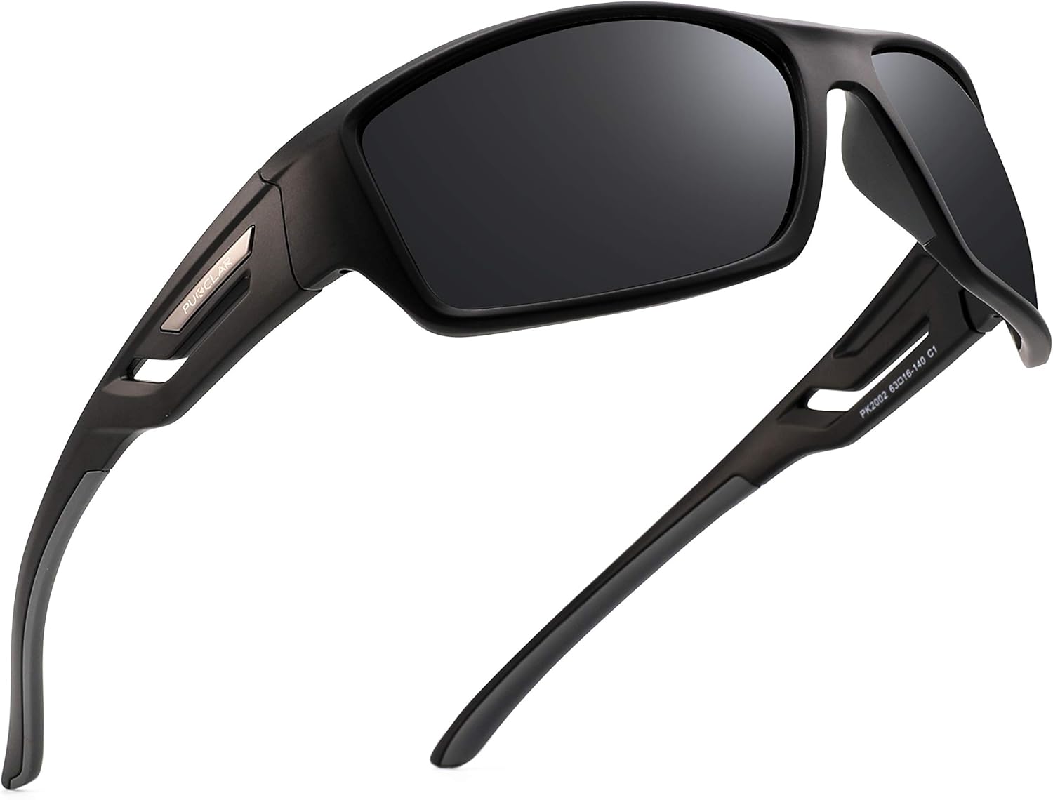 Lunettes de soleil Hommes Polarisées Léger TR90 Frame UV400 Spring Hinges Sunglasses C1 Noir/Gris, Cat 3 63 Millimètres