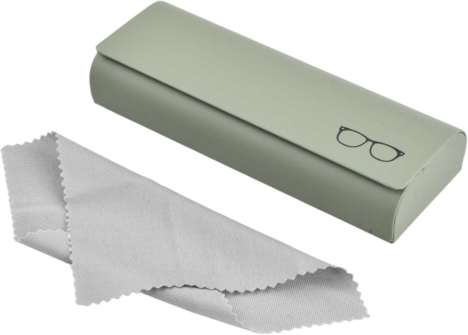 Étui Lunettes en Cuir PU, Boîte à Lunette Magnétique pour Hommes et Femmes, Etui Lunettes Rigide Anti-Chute, Livré avec un Chiffon en Microfibre, Adapté Lunettes de Soleil et de Lecture, Vert