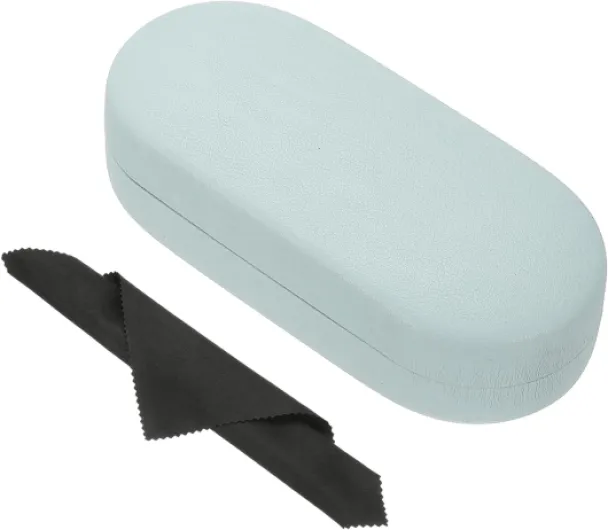 Grand étui à lunettes rigide en cuir synthétique pour homme et femme Bleu Clair