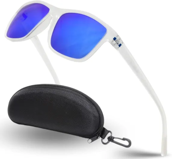 Lunettes de Soleil Polarisées pour Homme Femme Classique Lunettes de Conduite Anti-UV Lunettes de Soleil Design Rétro SP9390 1 PZ Blanc.