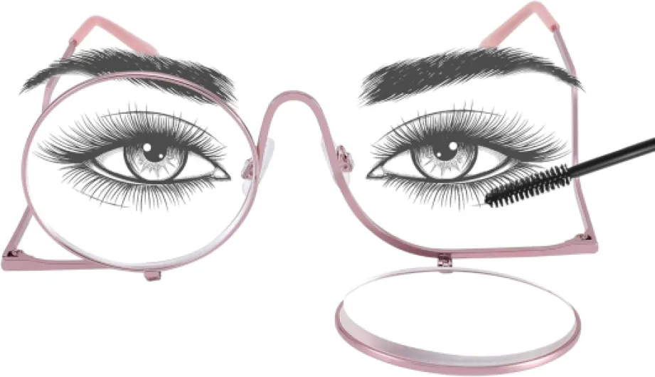 Lunettes de maquillage, verre rotatif, lunettes de maquillage pour les yeux pour les femmes, lunettes de lecture pour le maquillage, grossit les détails des yeux - Rose 3.5 x