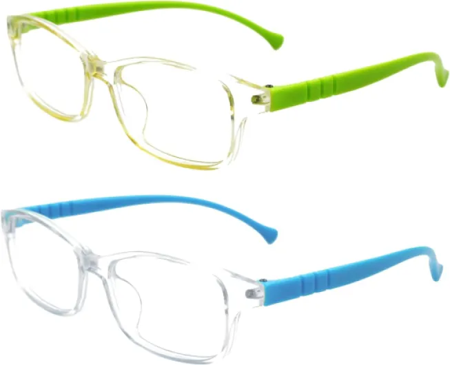 2 Paires de Lunettes Anti-Lumière Bleue pour Enfants, pour Écran D'Ordinateur, Tablettes, Téléphones Portables - pour Garçons et Filles Bleu Vert