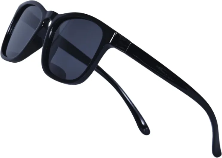 Lunettes de soleil polarisées pour enfants garçons et filles (3 à 12 ans) + porte-lunettes + pochette à lunettes de soleil Noir