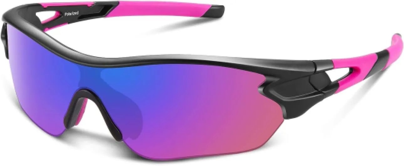 BEACOOL Lunette de Soleil Sport Polarisée Homme Femme Lunettes de Cyclisme pour Velo Cyclisme Moto Conduite Baseball Alpinisme Running Pêche UV400 Protection Rose