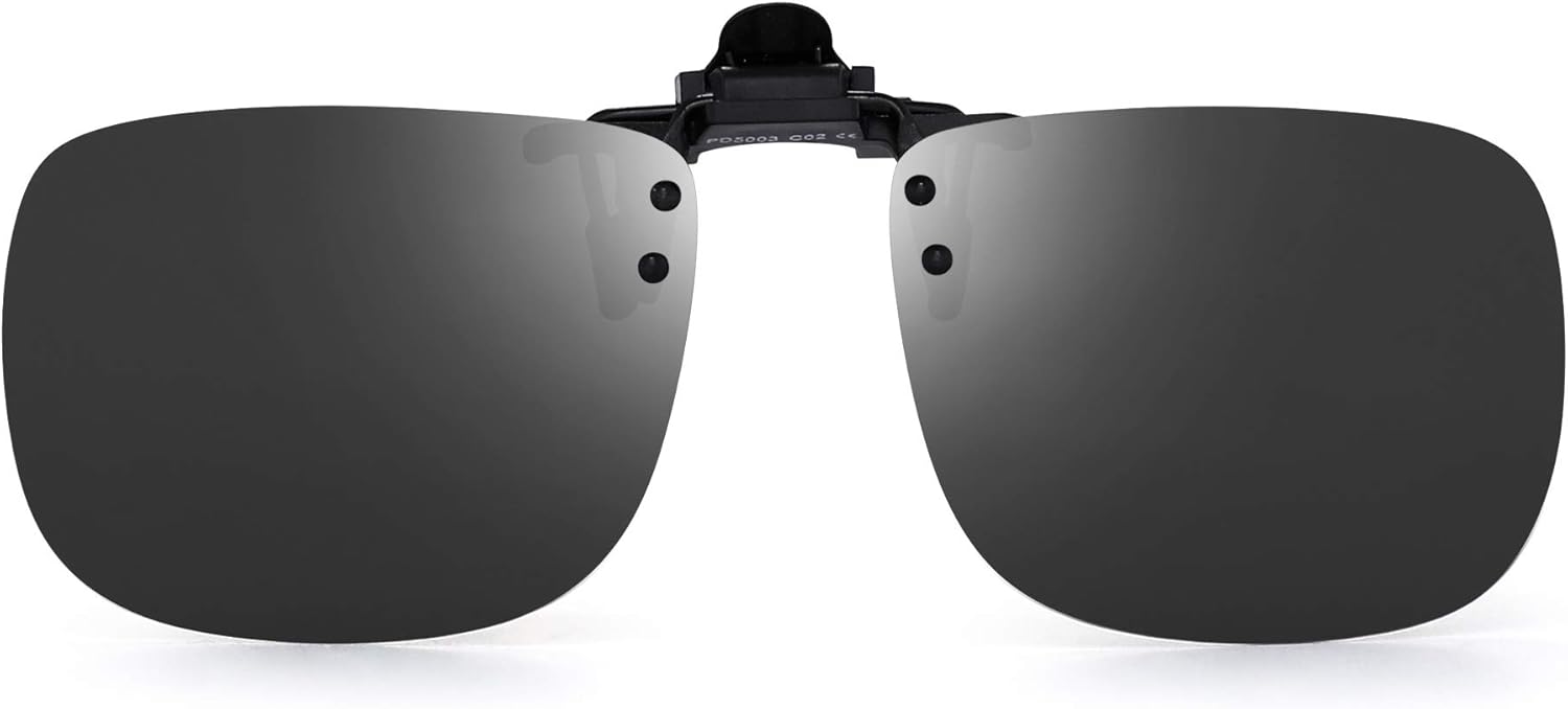 Polarisé Lunettes de Soleil Clip Lentille Flip Up Sans Cadre pour Lunettes de Vue Optique Gris 58*45 Millimètres