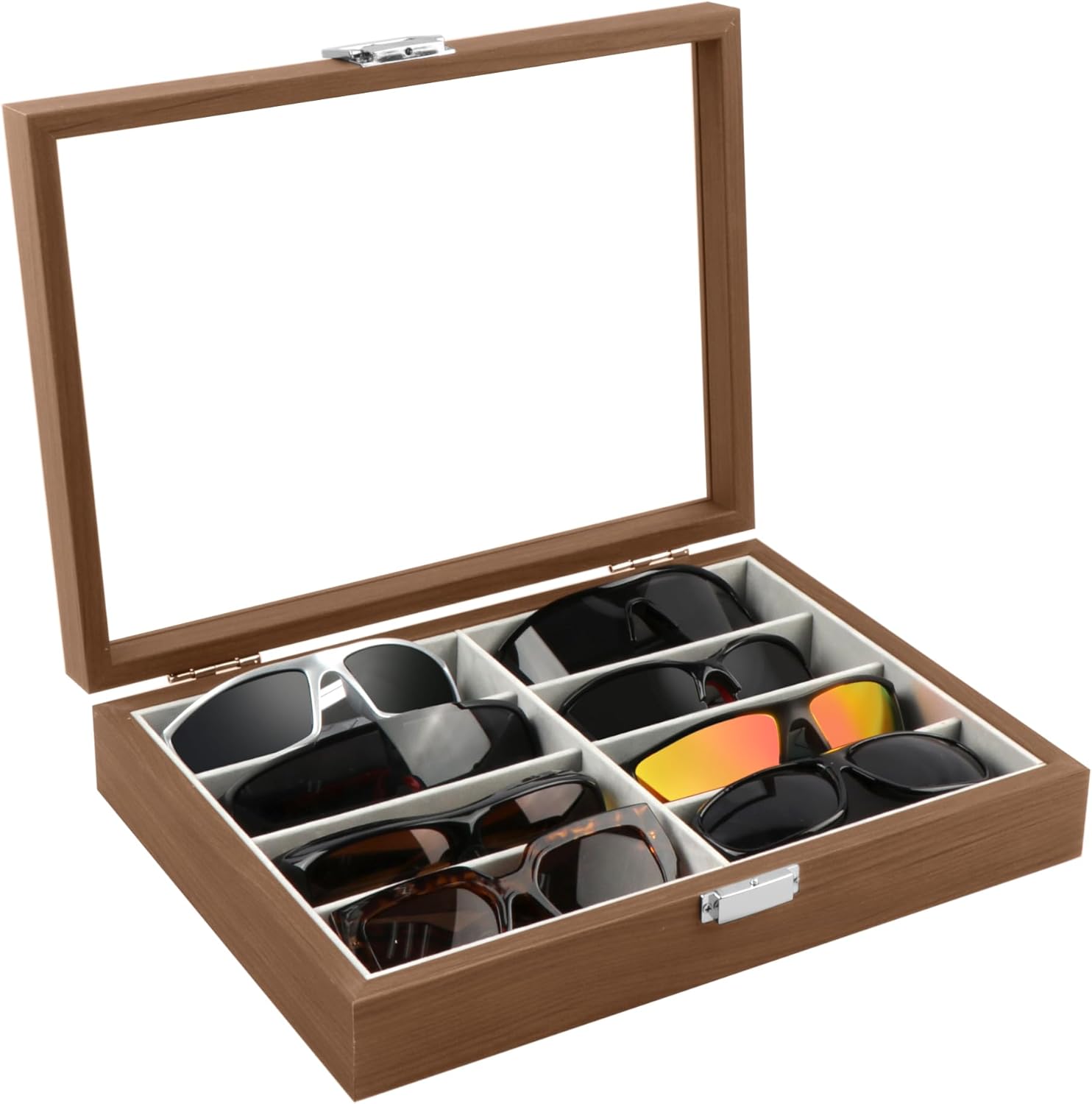 Étui de rangement pour lunettes de soleil - 8 emplacements - Pour lunettes de soleil Gris