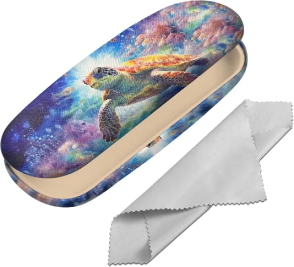 Étui à lunettes,étui à lunettes rigide adapté aux lunettes de soleil et aux lunettes de vision,avec un chiffon de nettoyage,design épuré pour hommes,design épuré pour hommes M27-tortue