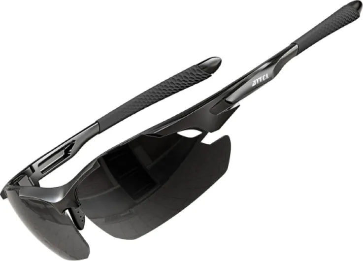 Lunettes de soleil polarisées sportives améliorées pour hommes femmes Cyclisme Conduite Pêche Protection UV400 CAT 3 CE M 7027-c1-noir /(Non Miroir)