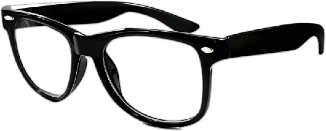 Fausses Lunettes de Style Vintage Unisexes, Monture Noire Brillante Carrée, Verres Transparent Sans Correction, Accessoire Mode pour Hommes et Femmes Lecture