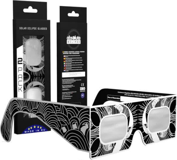 Gravitis Lunettes réfléchissantes pour éclipse solaire - ISO 12312 - Fournisseur reconnu par AAS - Filtres fabriqués aux États-Unis - Éclipse solaire totale 2026