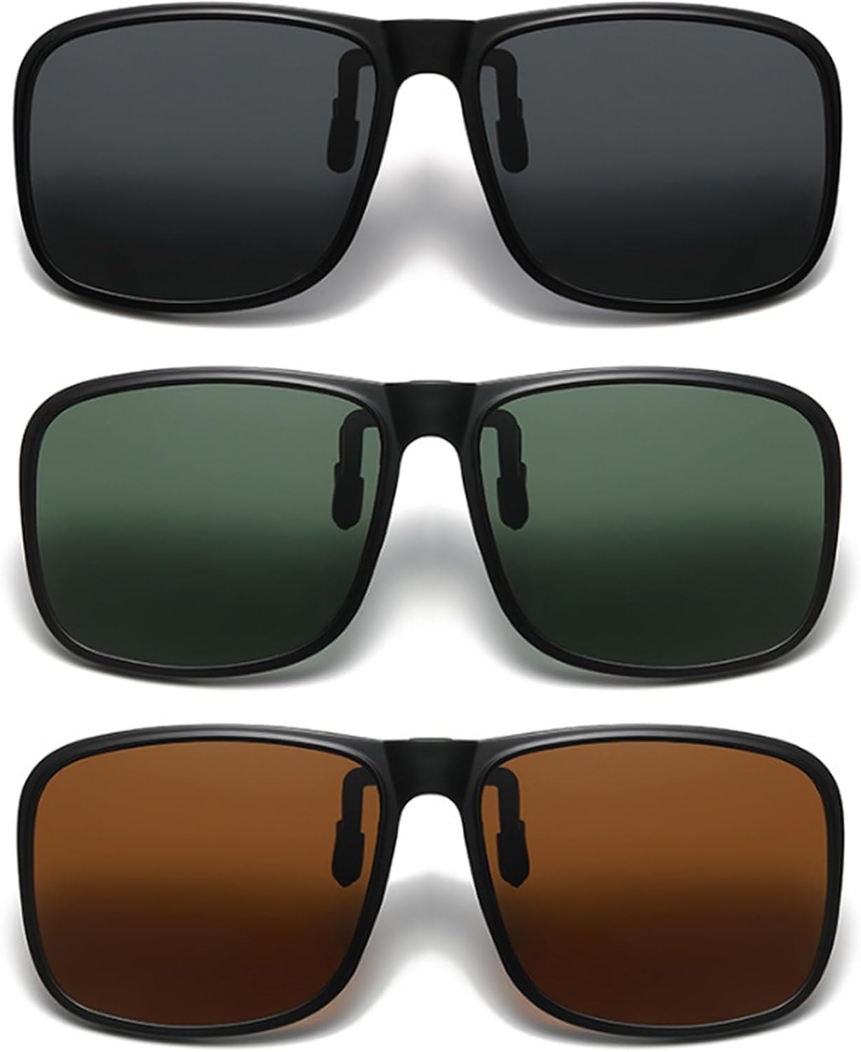 3Pcs Clip Lunettes de Soleil Polarisées, Surlunettes De Soleil, Clip Solaire pour Lunettes De Vue, Convient à la Plupart des Surlunettes, pour les Activités de L'extérieur pour Hommes Femmes