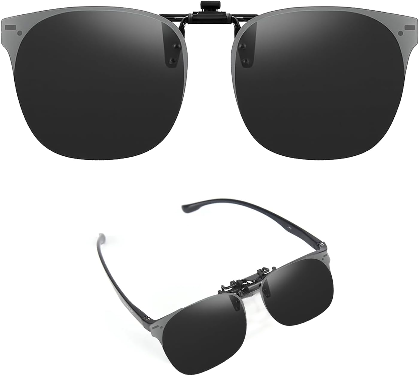 Clip Lunettes de Soleil Polarisées,Polarisées Clip Solaire pour Lunettes de Vue Carré,Flip up Clip Lunettes de Soleil Hommes et Femmes,Anti-UV pour Activités de Plein Air