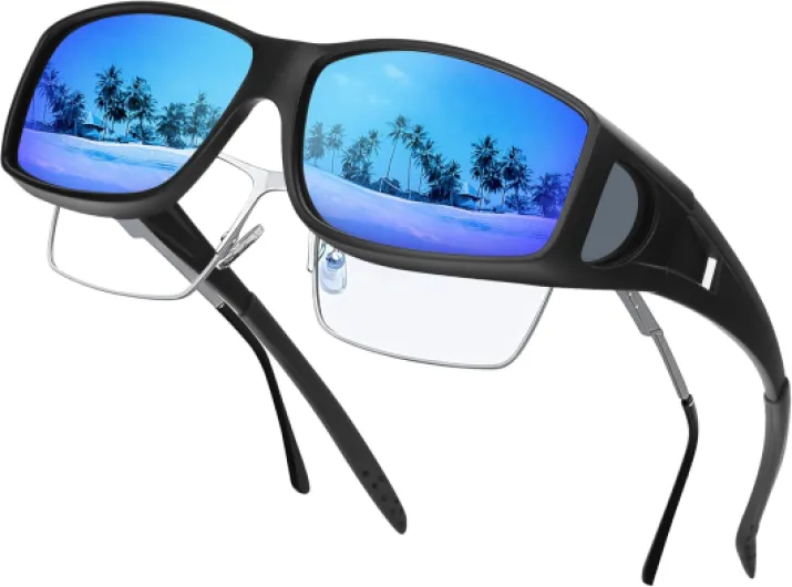 Surlunettes de Soleil Polarisées Protection UV400 Sur Lunettes de Soleil Homme Femme pour Conduite Vélo Peche Bleu Moderne