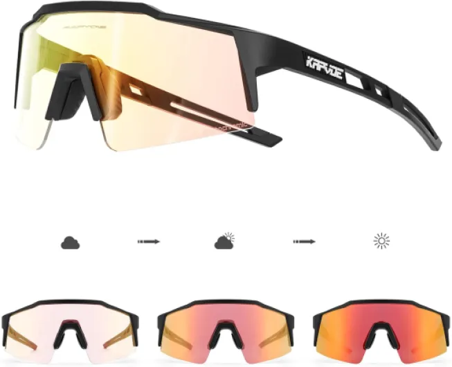 Lunette de Cyclisme Photochromique Homme Femme Garçons Filles Tr90 Cadre Lunette Vélo VTT Protection UV400 K9023 B02 Adulte/Photochromique
