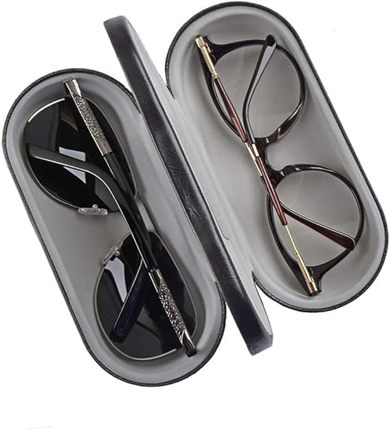 U/D Étui 2 en 1 pour lunettes, étui rigide pour femmes et hommes, double support pour lunettes, protection pour deux paires de lunettes, Noir, Taille M