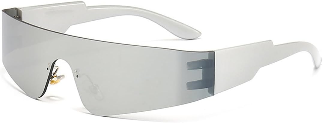 Techno Lunette Futuriste, Lunette Soirée Techno, Lunettes de Vitesse Homme Fun Space Glasses, Lunettes du Futur Guerrier Anti-UV pour Fête, Bar, Halloween, Fête, Danse, Concert