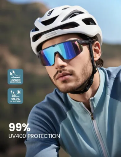 Lunettes de Soleil Polarisées Cyclisme, [24g Ultra-Légère] Protection UV400, TR90-Monture, Plaquette de Nez Réglable, Lunettes de Soleil de Sport Homme Femme pour Pêche/Sports Outdoor Gris
