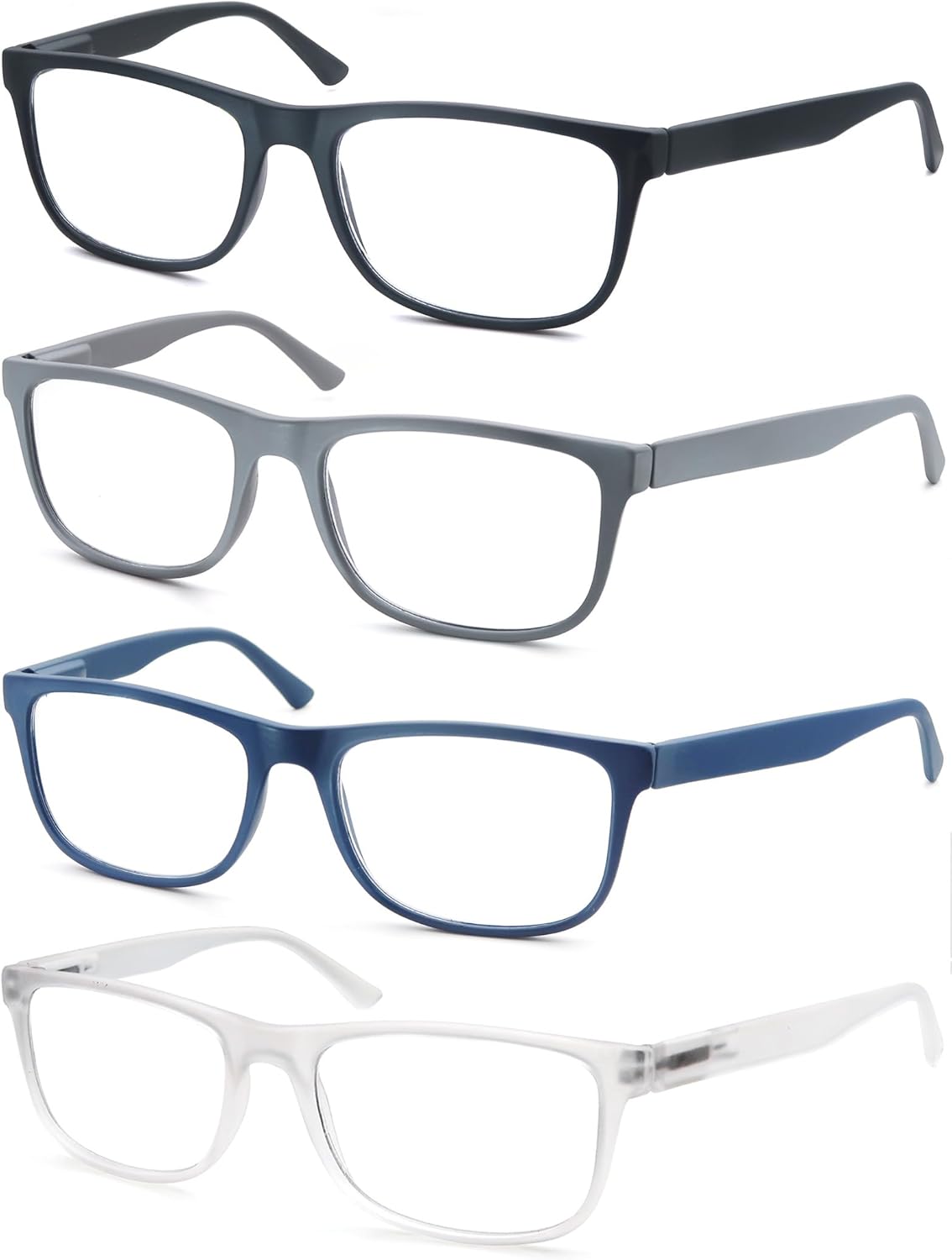 MODFANS 4 Paire de Lunettes de Lecture Homme Anti Lumiere Bleue - Lunettes Loupe Monture Legere,Lunettes de Vue Branches a Ressort +1.50 C5678