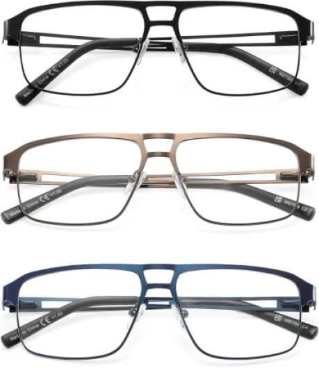 MODFANS 3 Paire de Lunettes de Lecture Anti Lumiere Bleue - Monture Rectangle en Metal +2.50 C134
