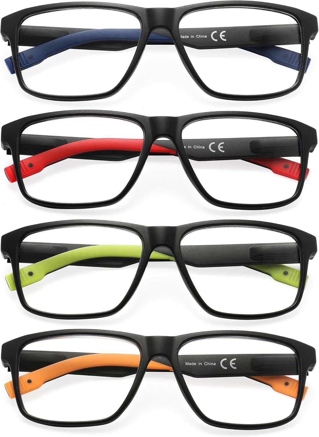 MODFANS 4 Paire de Lunettes de Lecture Homme Anti Lumiere Bleue - Lunettes Loupe Monture Legere,Lunettes de Vue Branches a Ressort +2.50 C1234