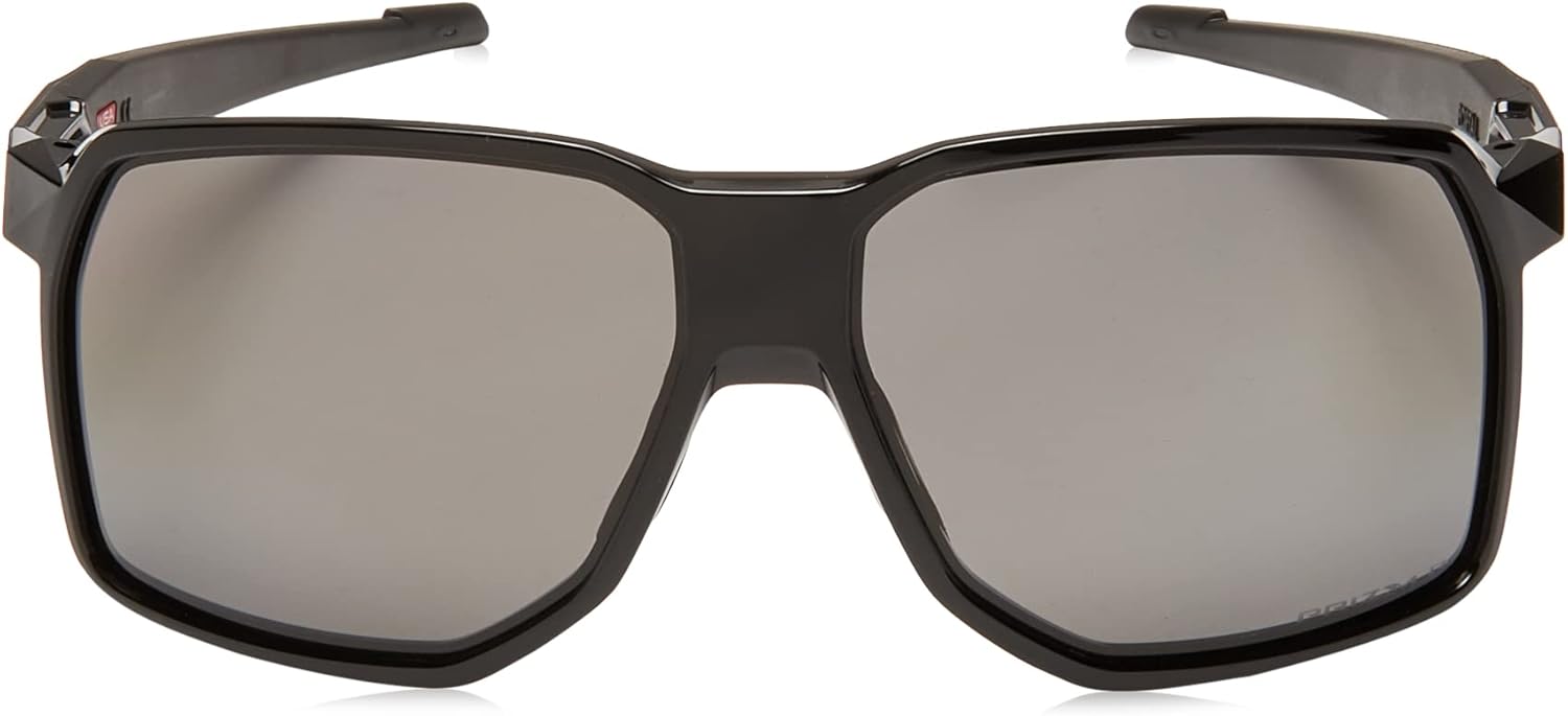 Oakley Men's OO9446 Portal Rectangular Sunglasses, Polished Black/Prizm Grey Polarized, 62 mm