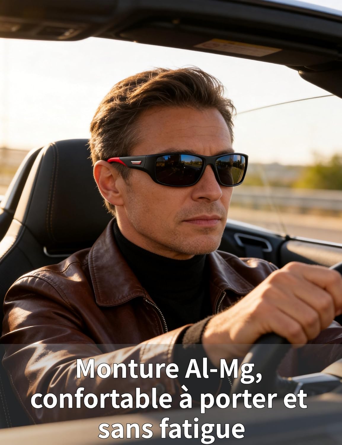 Lunettes de soleil Homme Polarisées avec Protection UV400 et Monture TR90 Ultralégère offrant une Vision HD Anti-Reflets pour la Conduite et les Sports de Plein Air C2 Rouges / Cat 3 Gris 63 Millimètres