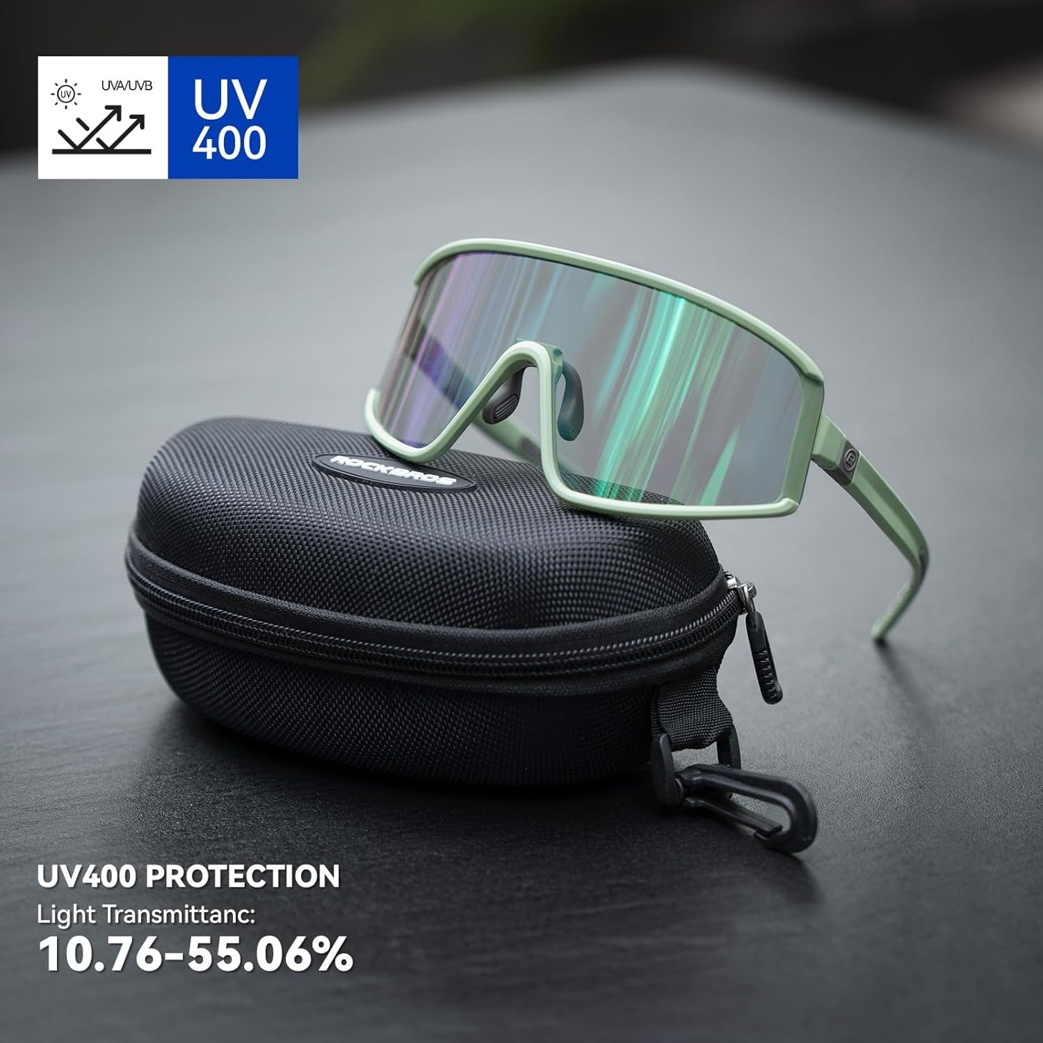 Lunette de Cyclisme Photochromique, Lunettes de Soleil Anti-buée, Ultra-Légère UV400 TR90 Monture, pour Homme Femme Vélo Sports Outdoor Vert