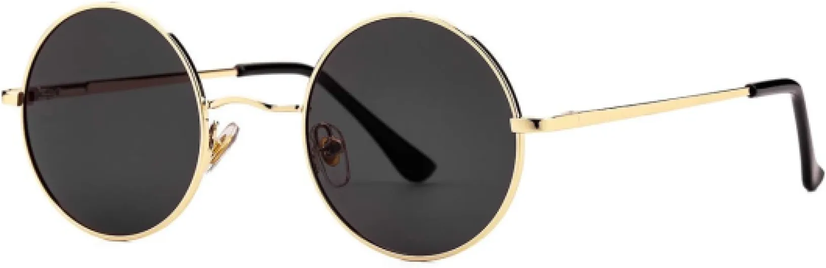 Gleyemor John Lennon – Lunettes de soleil polarisées rondes pour homme et femme – Lunettes de soleil rondes rouges et jaunes – 05 doré/gris, taille S