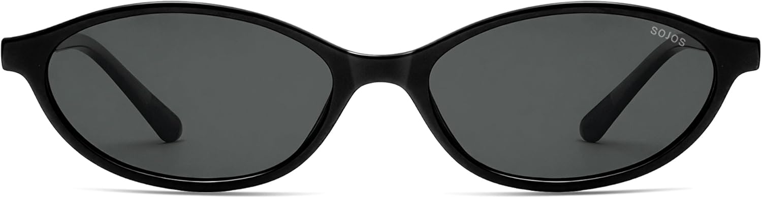 Lunettes de soleil légères TR90 pour homme et femme - Rétro polarisé - Ovale - Style vintage - Protection UV400 - Ajustement souple - SJ2633 Noir/Gris 54 - Millimètres