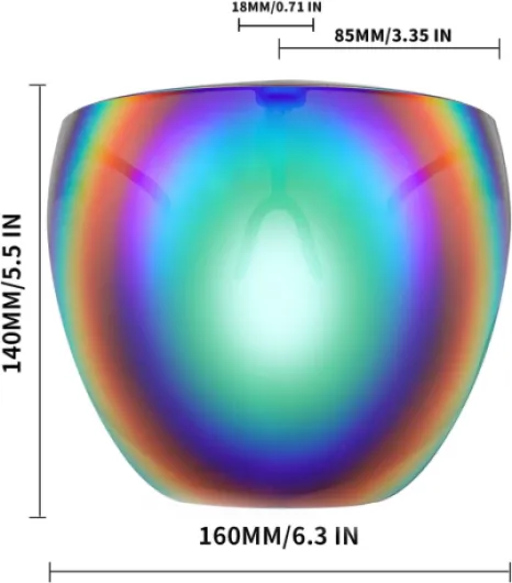 Lunettes à Visière Futuristes pour la Protection UV sur le Visage Lunettes de Soleil Visage Complet Hommes et Femmes Protection Faciale B2781 Dégradé de Bleu 160 Millimètres