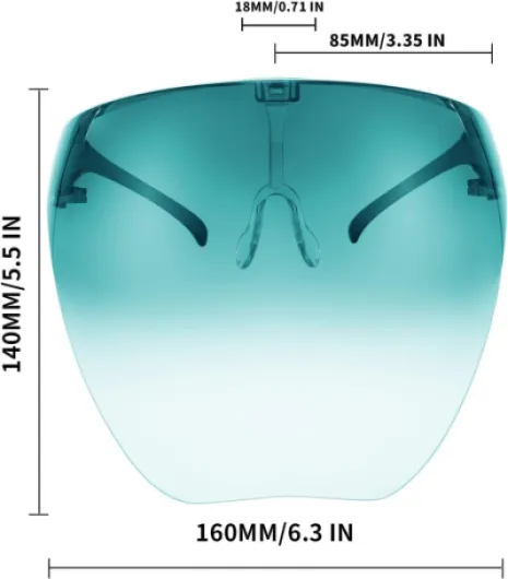 Lunettes à Visière Futuristes pour la Protection UV sur le Visage Lunettes de Soleil Visage Complet Hommes et Femmes Protection Faciale B2781 Dégradé de Couleur Vert 160 Millimètres