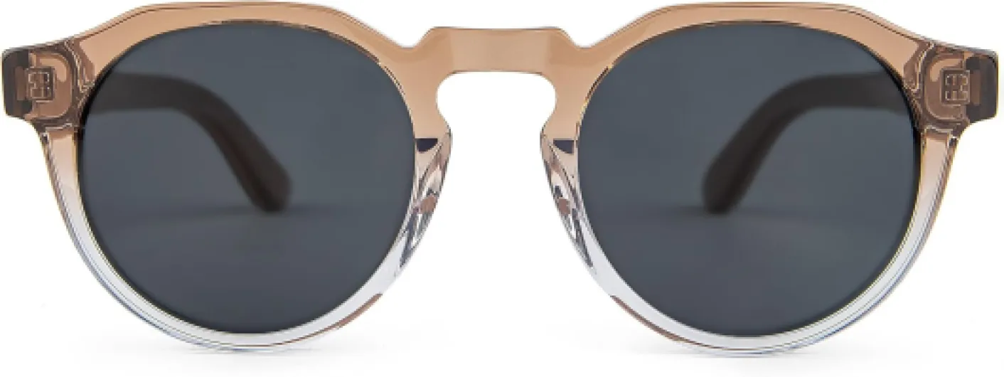 Lunettes de Soleil Panto Ronde en Bois Hommes et Femmes - Lunettes de Soleil Polarisées UV400 - Lunette Bois Homme Qualité Supérieure - Cadre en Acétate et Branches en Bois Beige Noir