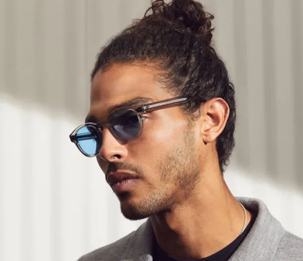 Gtand Lunettes de soleil teintées rondes vintage rétro pour homme et femme 46 mm Monture Gris Cristal C23/Verres Teintés Bleus 46 - Millimètres