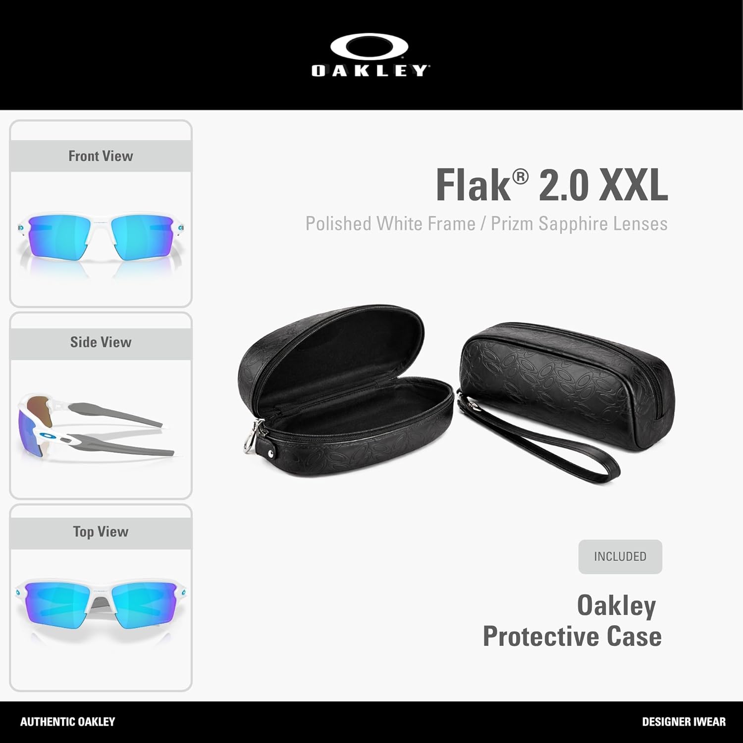 Oakley Lunettes de soleil Oo9488 Flak 2.0 XXL pour homme 63 mm Blanc Poli/Saphir Prizm