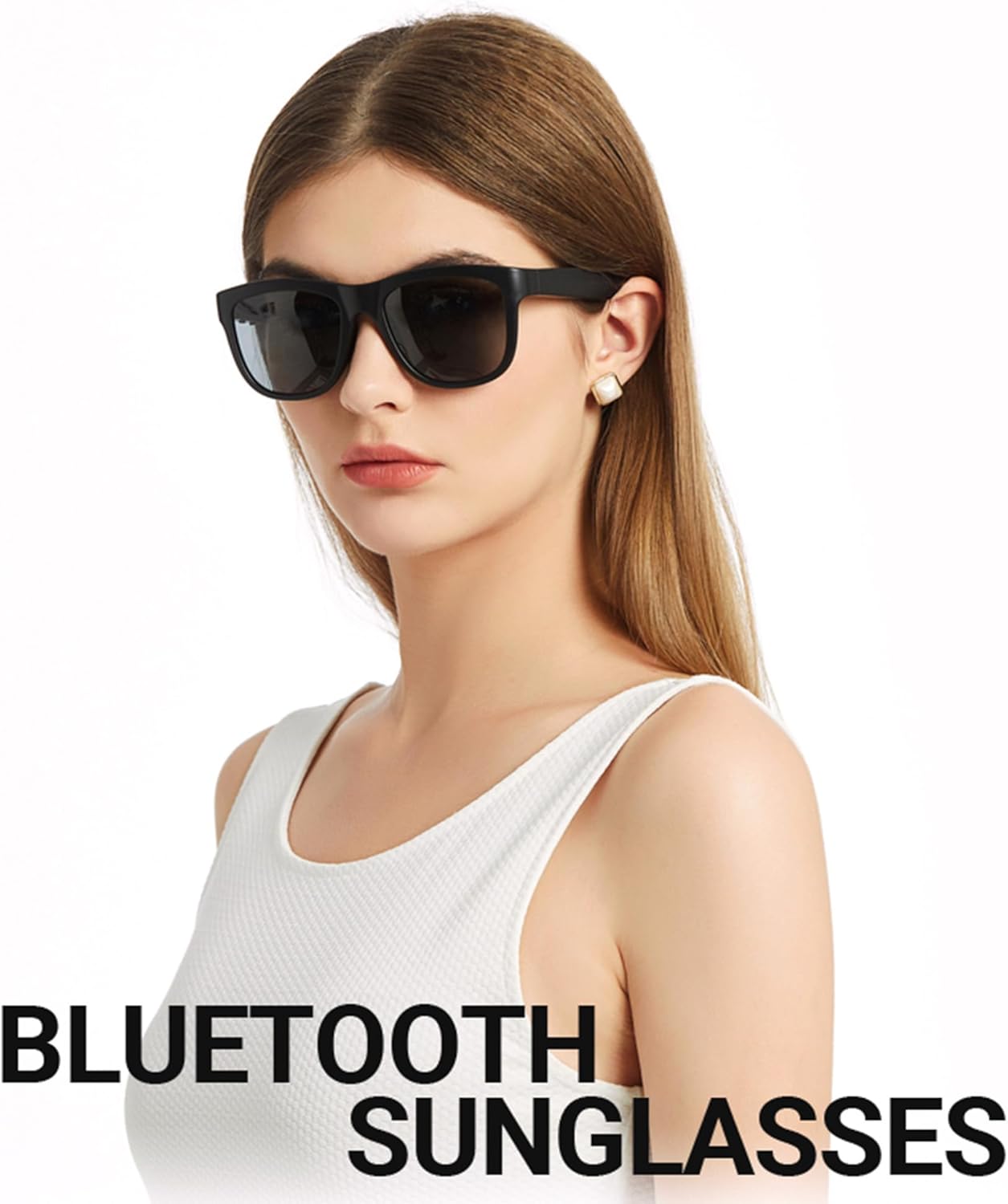 GS01 Lunettes de soleil Bluetooth intelligentes, lunettes de soleil audio avec haut-parleur, verres polarisés, contrôle tactile, musique à oreilles ouvertes et mains libres (Noir)