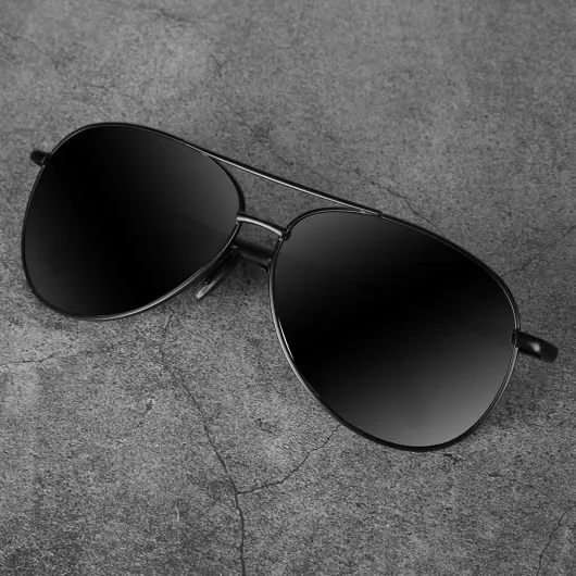 Lunettes de soleil aviateur polarisées pour homme - Protection UV - Légères - Pour la conduite, la pêche, le sport - Lunettes unisexes MX208 - Monture noire