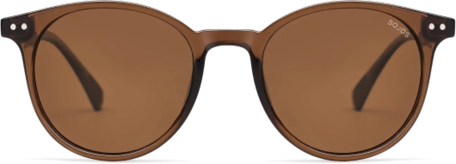 Lunettes de soleil polarisées rondes Femmes Hommes Protection UV400 Vintage Ronde MAY SJ2113 Marron